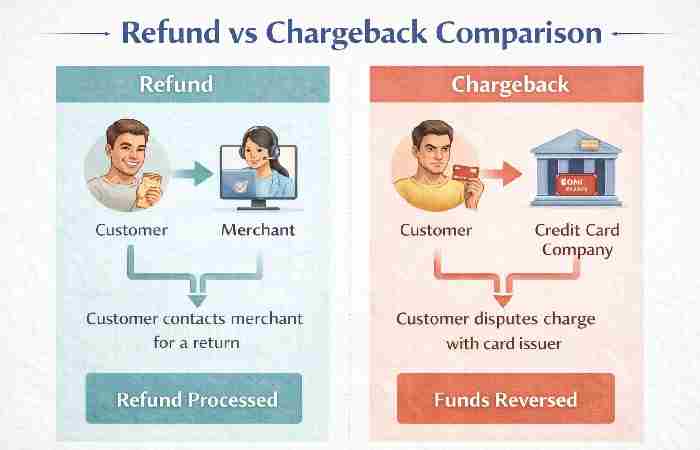 refund vs chargeback comparison