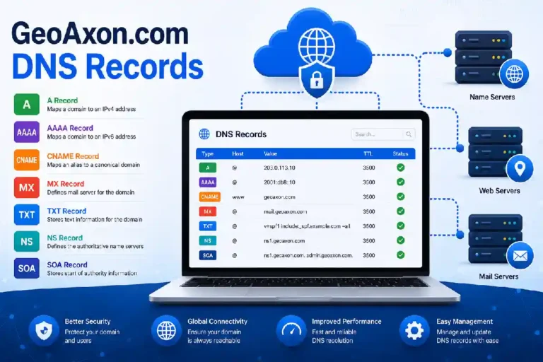GeoAxon.com DNS Records Explained: A, MX, NS, TXT & DNS Guide (2026)