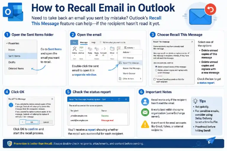 how to recall email in outlook