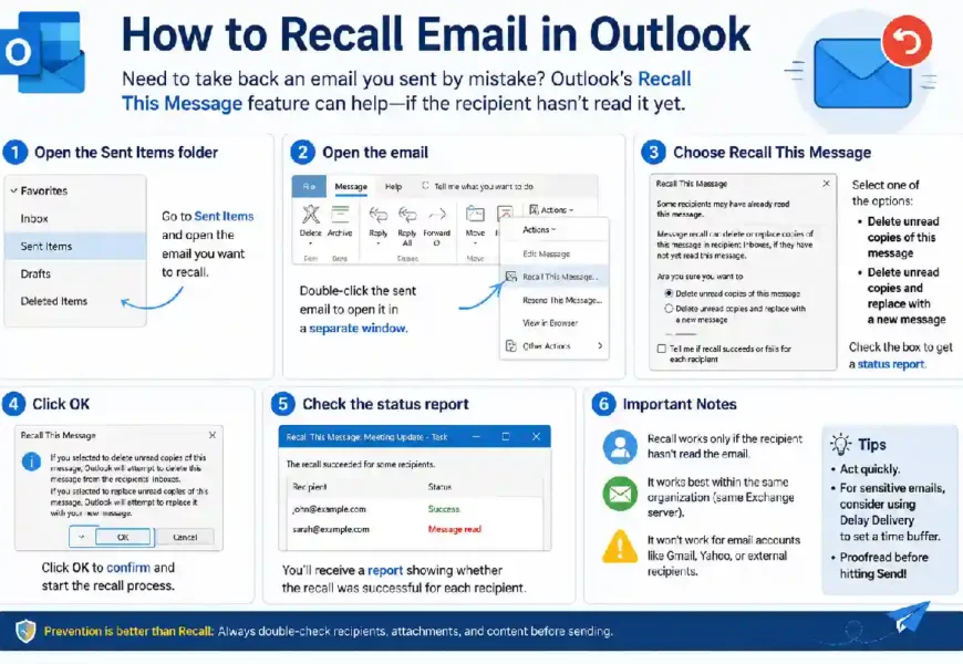how to recall email in outlook