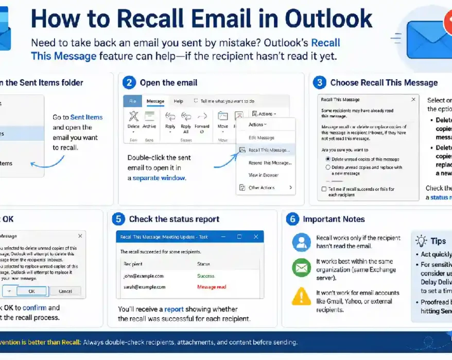 how to recall email in outlook