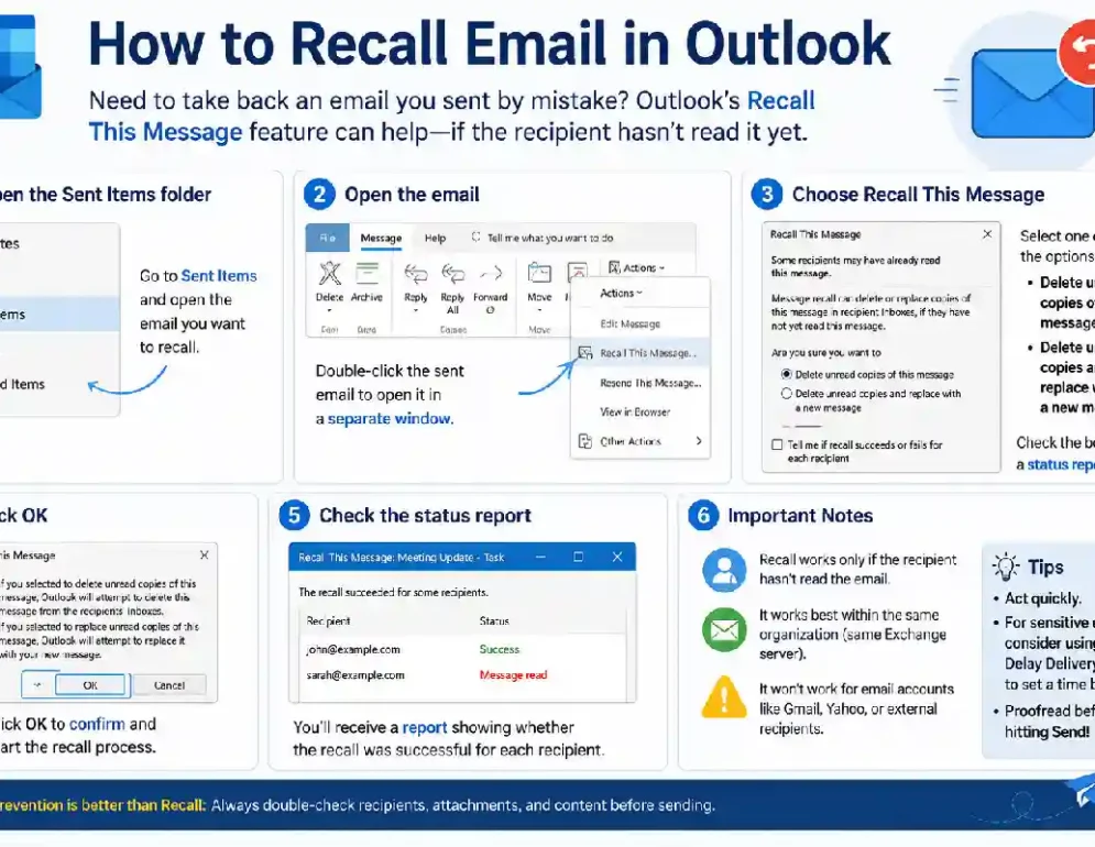 how to recall email in outlook