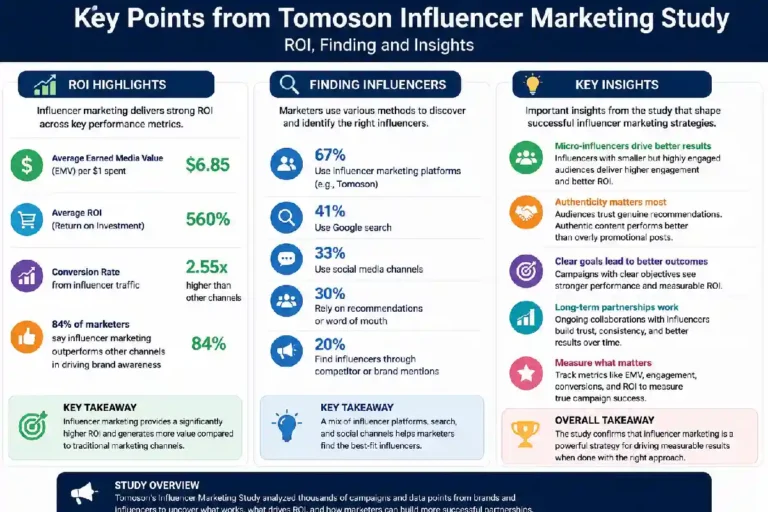 Key Points from Tomoson Influencer Marketing Study: ROI, Findings and Insights