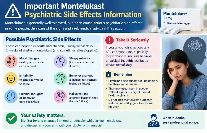 important montelukast side effect information