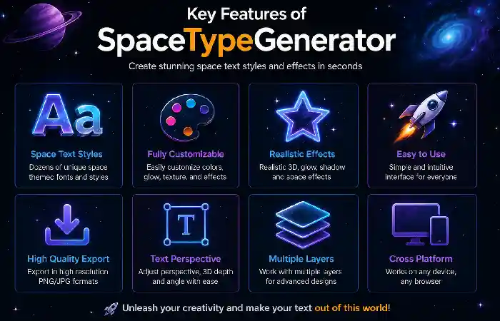key features of spacetypegenerator