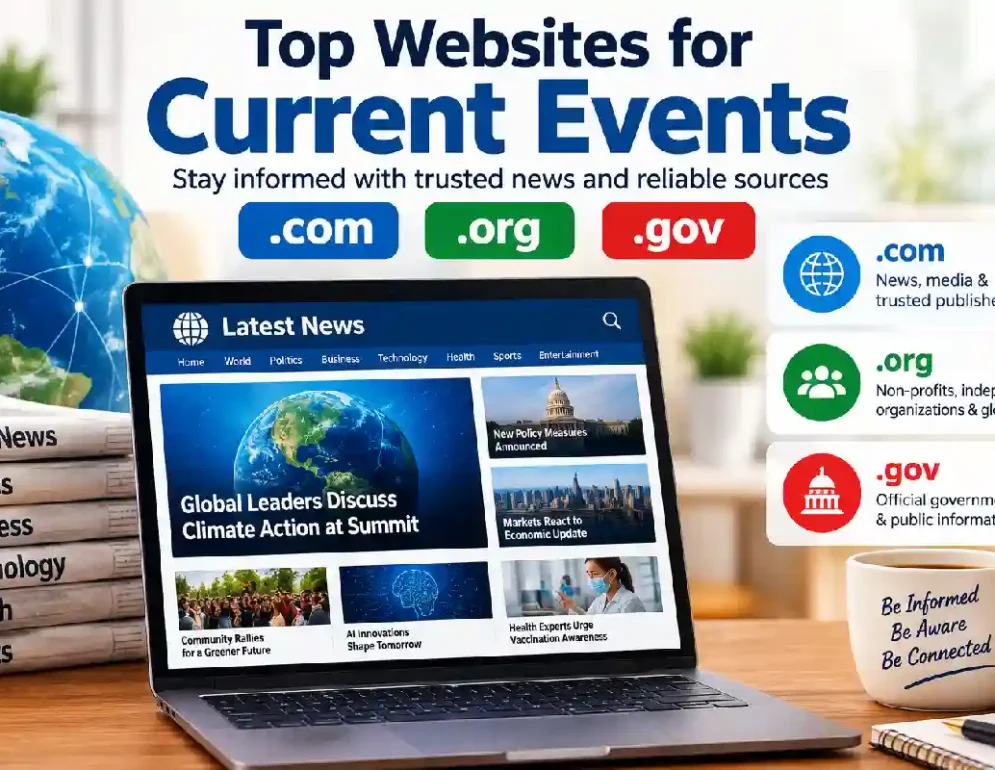 top websites for current events .com .org .gov